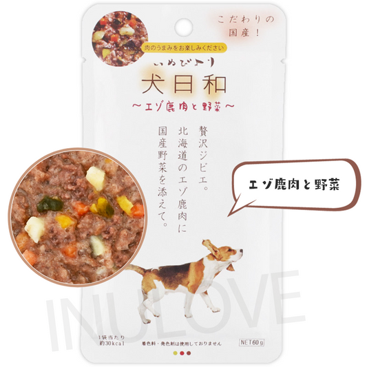 ジビエ鹿肉と野菜のレトルトフード【犬日和】